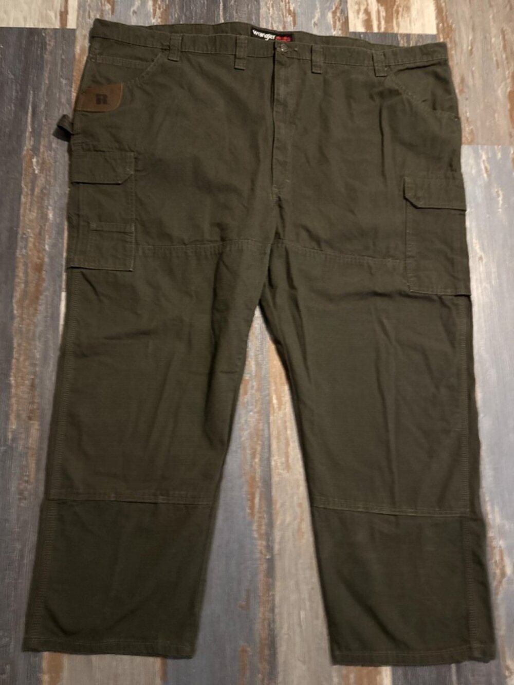 Wrangler Riggs Pants Men’s 54x30 Green Cargo Canvas Ripstop Carpenter Workwear